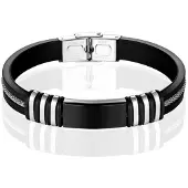 LGT JWLS LGT Jewels Siliconen armband Graveer Plaatje RVS Zwart