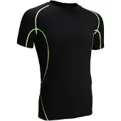Avento Compressieshirt Korte Mouw Comfort - Mannen - Zwart/Fluorgeel - Maat M