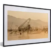 PosterMonkey Fotolijst incl. Poster - Ochtend visser - 60x40 cm - Posterlijst