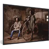 PosterMonkey Fotolijst incl. Poster - Portret van Mexicaanse mannen - 90x60 cm - Posterlijst