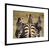 PosterMonkey Fotolijst incl. Poster - Zebra's in de Savanne - 80x60 cm - Posterlijst