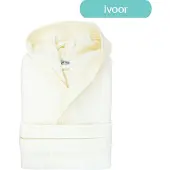 The One Towelling Velours Badjas Ivoor Capuchon - L/XL