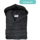 The One Towelling Velours Badjas Antraciet Capuchon - S/M