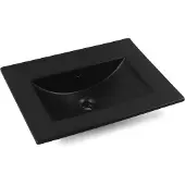 Fontana Latina keramische wastafel 60cm zonder kraangat zwart mat