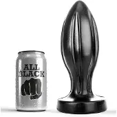 All Black - Grote Buttplug met Groeven - 21 cm - Zwart