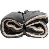 Unique living | lars coral fleece/suede plaid 150x200cm dark grey