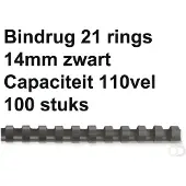 GBC Bindrug 14mm 21rings A4 zwart 100 stuks