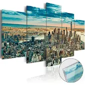 Artgeist Schilderijen Op Canvas - Afbeelding op acrylglas - NY: Dream City [Glass] 200x100 - Schilderij
