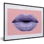 PosterMonkey Fotolijst incl. Poster - Lippen - Pastel - Roze - 40x30 cm - Posterlijst