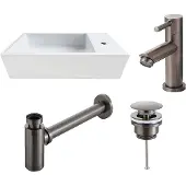 Saniclear fonteinset Alaska rechts met verouderd ijzeren kraan - gunmetal