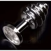 Dolce Piccante Geribbelde Buttplug met Siersteen - Transparant