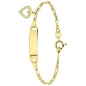 Lucardi Meisjes Armbandje met hanger met plating - Hart - Zirkonia - Cadeau - Echt Zilver - Goudkleurig