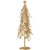 J-Line Kerstboom Op Voet Blaadjes Metaal Goud Small