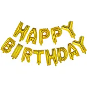 Globos Nordic Folieballon tekst happy birthday goud