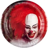 Partyking feestborden horrorclown 23 cm 6 stuks
