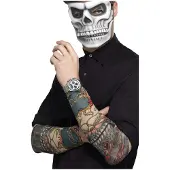 Smiffys 2x Tattoo sleeves Day of the Dead voor volwassenen - Verkleed accessoires