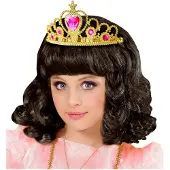 Widmann - Koning Prins & Adel Kostuum - Gouden Tiara Met Roze Steentjes Prinses - Roze, Goud - Carnavalskleding - Verkleedkleding