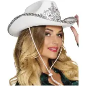 Boland Traciks - Hoed cowboy Glimmer wit Wit - 57 - Volwassenen - Vrouwen - Cowboy - Indiaan