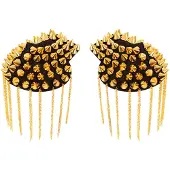Partyxplosion Epaulettenkapje met spikes goud (zwart en goud)