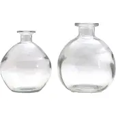 Chaks Bloemenvaas/flesvaas - helder glas - D12 x H14 cm - bolvaasje - Vazen