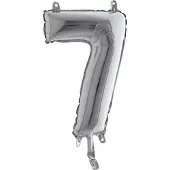 Ballongkungen AB Folieballon - Cijfer 7 - Zilver - Grabo balloon - 35cm