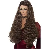 Smiffys Middeleeuwse pruik bruin luxe (bruin)