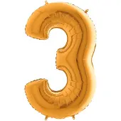 Ballongkungen AB Folie ballon cijfer '3' goud (100cm)