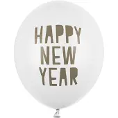 Party Deco Happy New Year Ballonnen Pastel Puur Wit (6st)