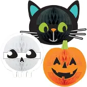 Amscan honeycomb Halloween junior oranje/zwart/wit 3 stuks