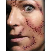 Fancydresswarehouse Wond tattoo stapled and stitched (naturel en rood)