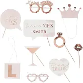 Ginger Ray Photobooth Props ‘Team Bride’ Rosé Goud - 10 stuks