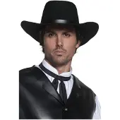 Smiffys cowboyhoed - authentiek - zwart - vilt - volwassenen - verkleed hoed - cowboy - western
