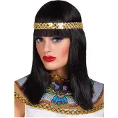 Palmer Agencies Ltd pruik Cleopatra met hoofdband dames zwart