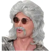Widmann Perruque annees 70 grise avec moustaches