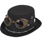 Bristol Steampunk hoed - met bril en ketting - zwart - polyester - voor volwassenen