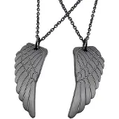 LGT JWLS LGT Jewels liefdes ketting Edelstaal Angel Wing Zwart