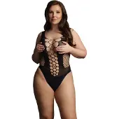 Le Désir - Contrast Fence Net Teddy - Plus Size