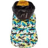 Croci hondenjas tweezijdig kinky camouflage geel / zwart / blauw 20 cm