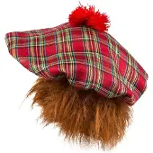 Boland Schotse baret tartan rood (groen en rood)