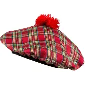 Boland Schotse baret dames rood (groen en rood)