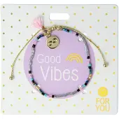 Depesche - Trend kralenarmband Protection & Love - met de tekst Good Vibes
