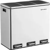 Songmics Metalen Trio Prullenbak - Fingerprint Proof - 54 Liter