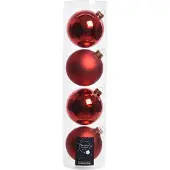 Ksd 4 kerstballen kerstrood glans-mat 100 mm