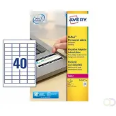 Avery Zweckform etiketten L6145-20, fraudebestendig, extreem robuust, geschikt voor zwart/wit laserprinters, 45,7 x 25,4 mm, 800 stuks/20 A4-vellen, acrylfolie, wit
