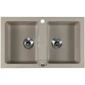 Sapho spoelbak dubbel 78x47,5cm met kraangat beige graniet
