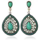 LGT JWLS Druppelvormige Bohemian dames oorbellen Groen