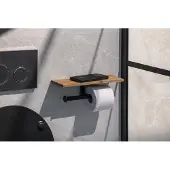 Sapho SKA dubbele toiletrolhouder met plank mat zwart eiken
