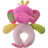 Eddy Toys pluche rammelaar olifant paars/roze 16 cm