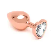 Rimba - Rosé Gouden Aluminium Buttplug Met Hartvormig Kristal