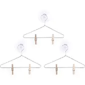 Kikkerland fotohanger met knijpers 10 x 6 cm staal/hout 3 stuks